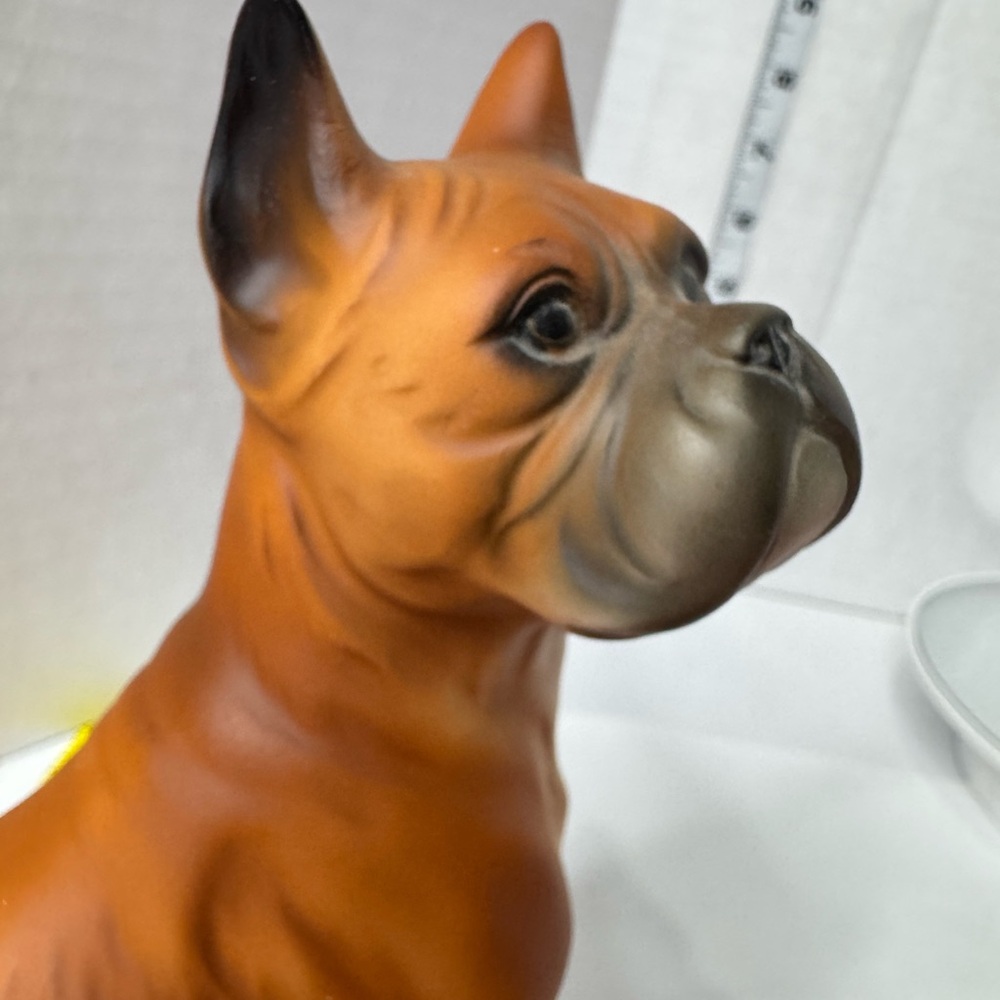 Boxer Vtg Dog Figurine 7” brown tan black it’s ceramic or porcelain 1970’s ? - Picture 12 of 14